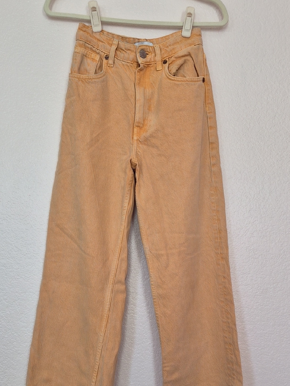 ZARA Marine Straight Wide-Leg Frayed Jeans